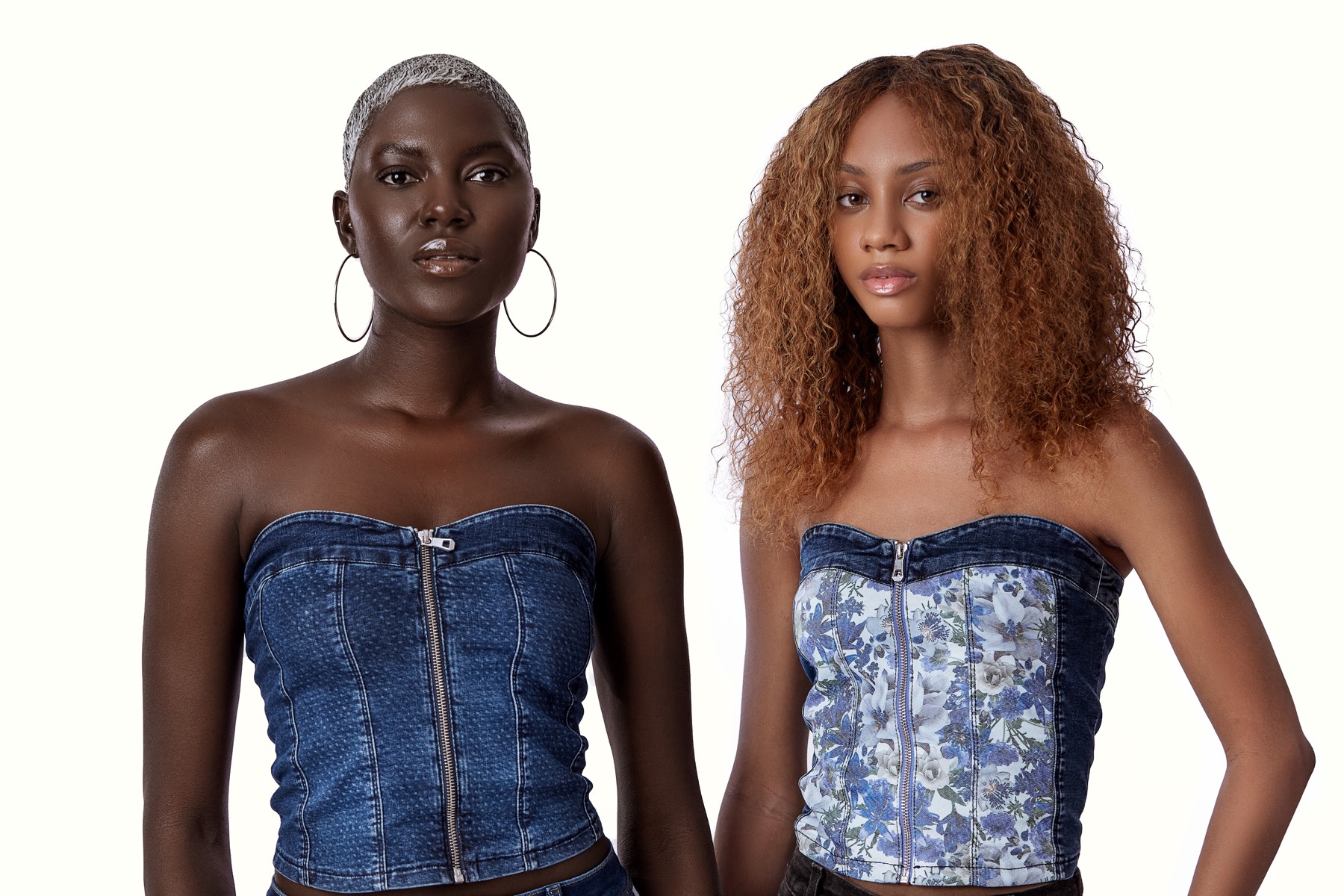 Bandeau Top - Flower Denim
