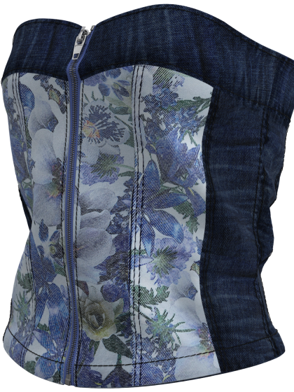 Bandeau Top - Flower Denim