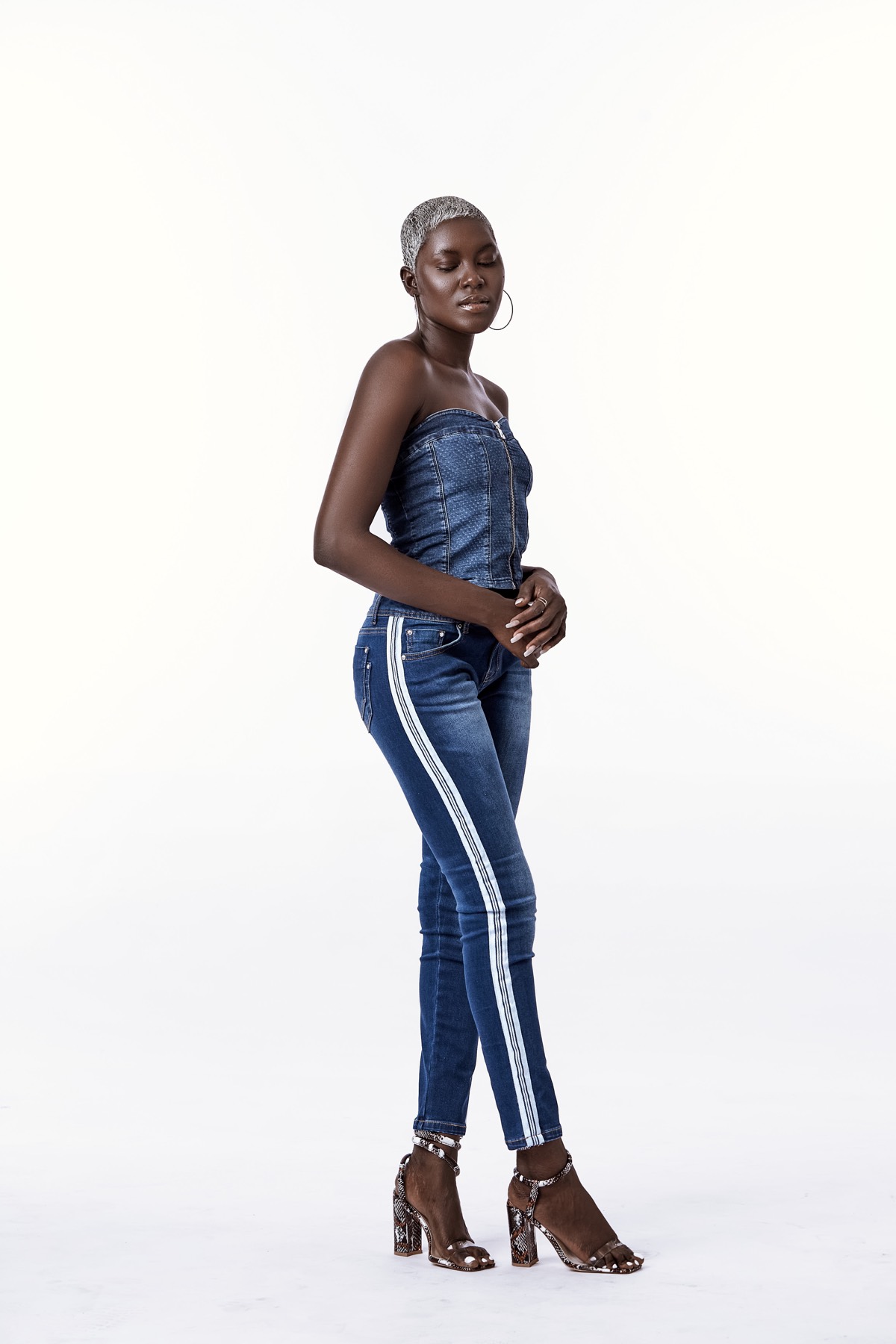 Stripe Jeans - Dark Denim